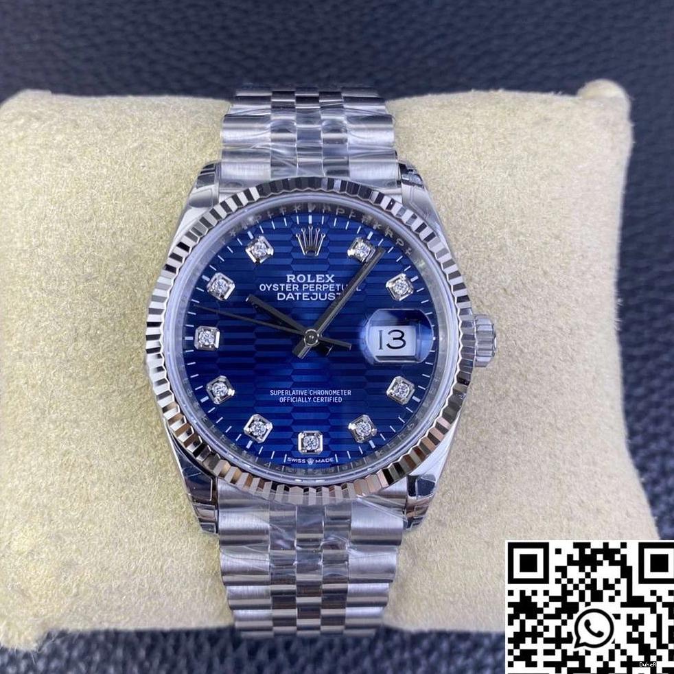 Rolex Hourmarker 36MM Dial Factory Motif Datejust Blue Diamond M126234 Steel Clean Stainless 1213